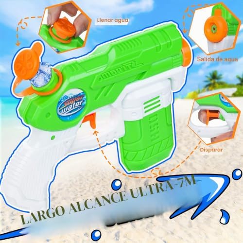 4 pistolas de água, pistolas de brinquedo de água de 150ml, pistolas a jato de longo alcance de 7m, guerras de água, piscina, praia, brinquedo de luta livre ao ar livre, presentes de verão para crianças