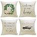 Meekio Set of 4 Farmhouse Spring Pillow Covers 18 x 18 Decorative Throw Pillow Covers for Spring Decor Housewarming Gifts