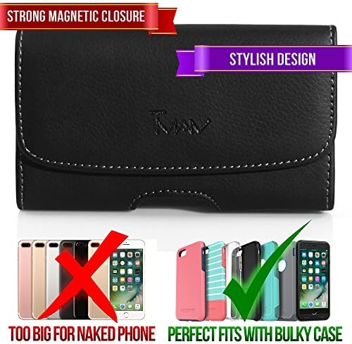 Leather Horizontal Belt Clip Case Pouch Holster for Microsoft Lumia 550 [PERFECT FITS WITH EXTENDED BATTERY POWER CASE ON IT ]