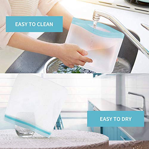 sherry 12 Pack Reusable Ziplock Bags, (4 Reusable Sandwich Bags+6 Reusable Snack Bags +2 Reusable Lunch Bags Bread Box Plastic Bag Alternative Reusable Food Storage Bags - Thumbnail 4
