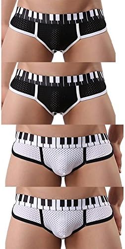 Mens Sexy Underwear Hipsters U Bulge Mesh Y froat Briefs Sigle Or Pack (S, BW PACK OF 4)