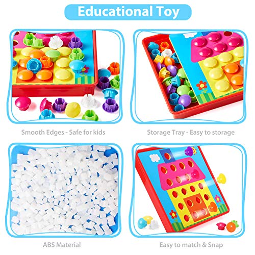 Button Art Toys for Toddlers, Geekper Color Matching Mosaic Pegboard