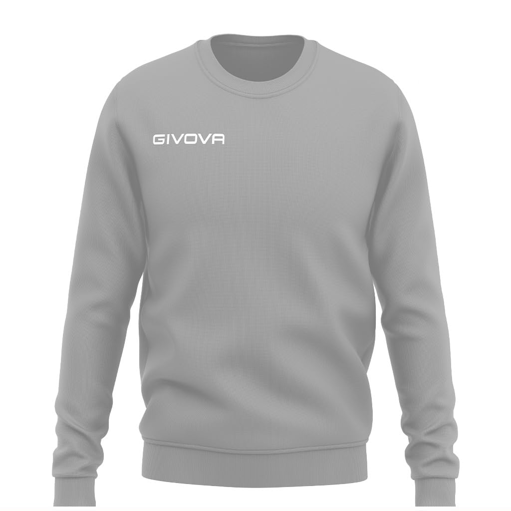 Givova Sweatshirt with Round Neckline Crewneck, Gray, L, L
