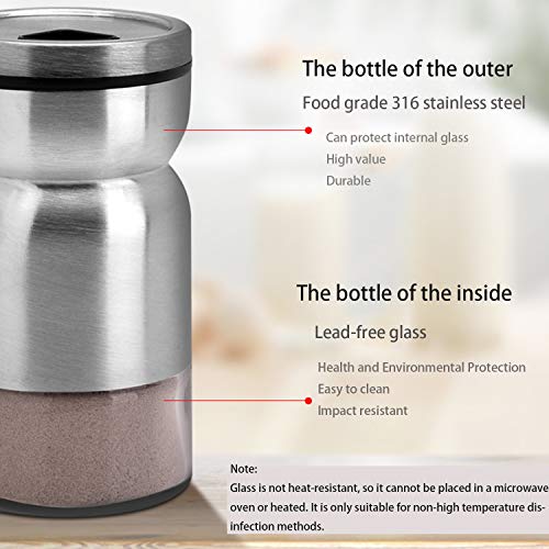 IDEALCRAFT Salt and Pepper Shaker, 2 Pack Stainless Steel Shakers with