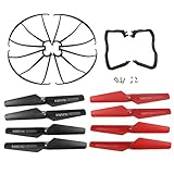 Coolplay Syma Parts X5 X5C X5C-1 Propellers & Protector Guards & Landing Skids Included Mounting Screws for RC Mini Quadcopter Toy- Black and Red