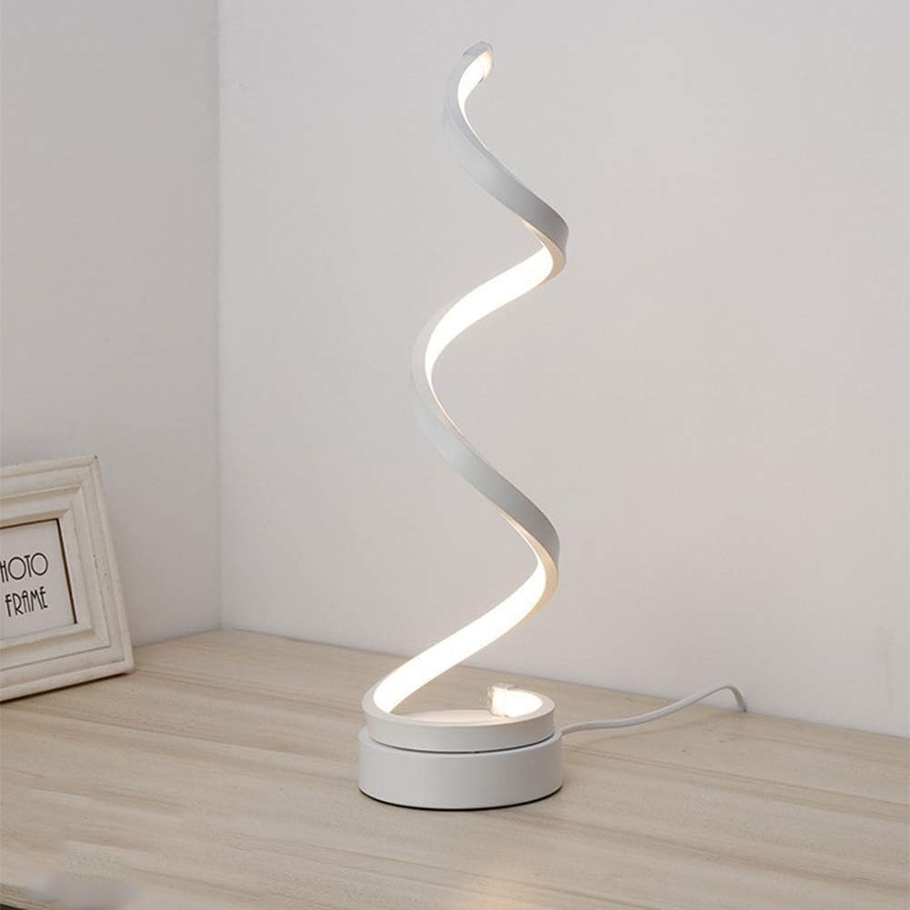 Amazon Com Aixin Led Table Lamp Nordic Spiral Design Acrylic Creative Nightstand Lamp Modern Minimalist Curved Home Living Room Desk Lamp White Warmlight Home Kitchen