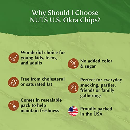 Okra Chips, SeaSalted, No Color Added, No Sugar Added, Natural