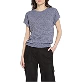 Lyssé Edena Smocked Cropped Short Sleeve Sweater for Women – Lightweight Knit Top, Soft 4-Way Stretch Pullover Sweater Tee