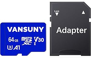 Vansuny 64GB Micro SD Card, Ultra Micro SDXC Memory Card with SD Adapter, 100MB/s, C10, U3, A1, V30, Full HD, 4K UHD, High Sp