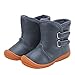 Kuner Baby Boys Pu Leather Faux Fleece Rubber Soles Warm Snow Boots (13.5cm(12-18Months), Gray)