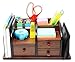 Executive Office Solutions Wooden Desk Organizer with 3 Drawers and Multiple Shelves/Racks for Office Supplies and Desk Accessories - Cherry/Black (EOS-WO4)