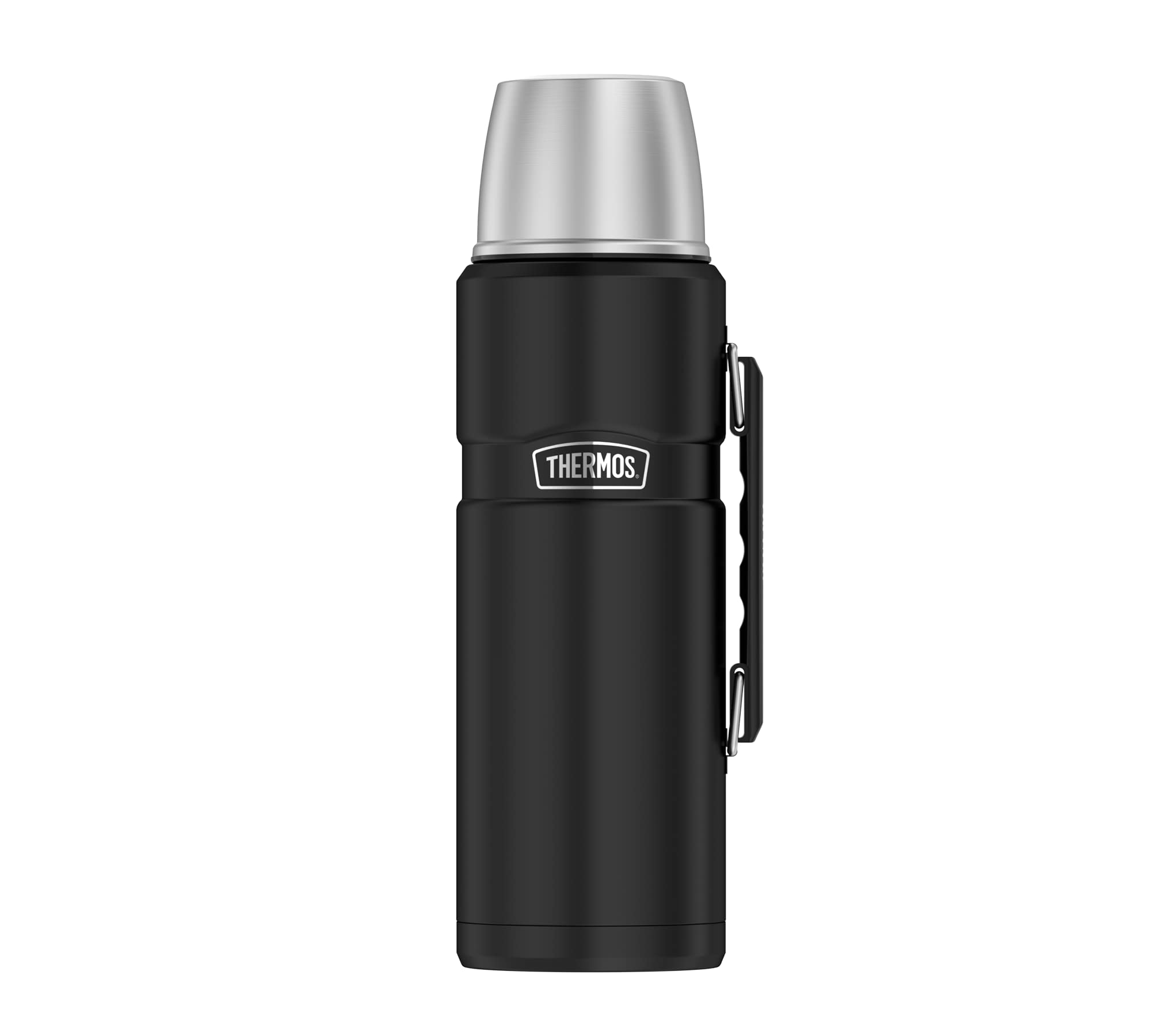THERMOS Stainless Steel King Thermos Flask, Stainless Steel Black 1.2L, Vacuum Flask with Drinking Cup 4003.232.120 Dishwasher Safe, Thermos Flask Keeps Hot 24 Hours Cold for 24 Hours, BPA-Free