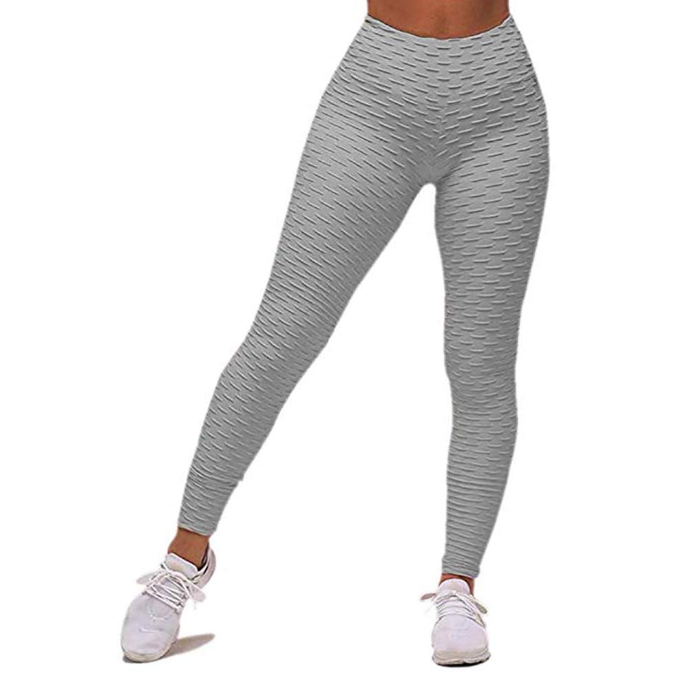 MIWORM Women\'s Ruched Butt Lifting Leggings,High Waisted Grain Sport Tummy Control Gym Yoga Pants(Leggings1 Grey, L)