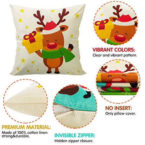 Funnlot Cute Christmas Pillow Covers 18x18 Set of 4 Christmas Pillow
