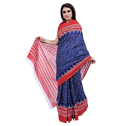 Woman Hand Block Printed Cotton Mulmul Saree with unstitched Blouse (Jaipuri Print)
