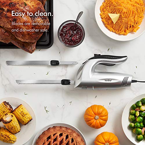 VonShef Electric Knife 10 Inch Serrated Carving Knife Set with