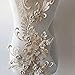 3D Beaded Flower Embroidery Lace Patch Applique Crystal Sewing Lace Motif for Dance Costumes Ballgown Champagne Color