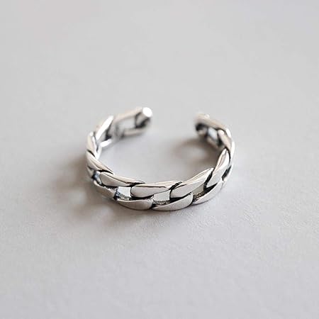 QJKai S925 Sterling Silber abgeflacht Kette Offenen Ring Gelenkring Schwanz Ring