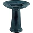Esschert Design FB422 Bath on Pedestal with Bird, Ceramic, Blue