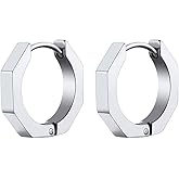 ChainsHouse Stud Earrings for Men Women,316L Stainless Steel/14K Gold/Black Plated Metal, Punk Hypoallergenic Surgical Huggie Hoop Earrings Mens Jewelry Piercing Hoop Earrings