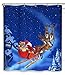 CHUN YI Christmas Shower Curtains, Santa Claus Merry Christmas Holiday Waterproof Shower Bathroom Decoration, with 12 Stitched Plastic Holes(Dark Blue), 72