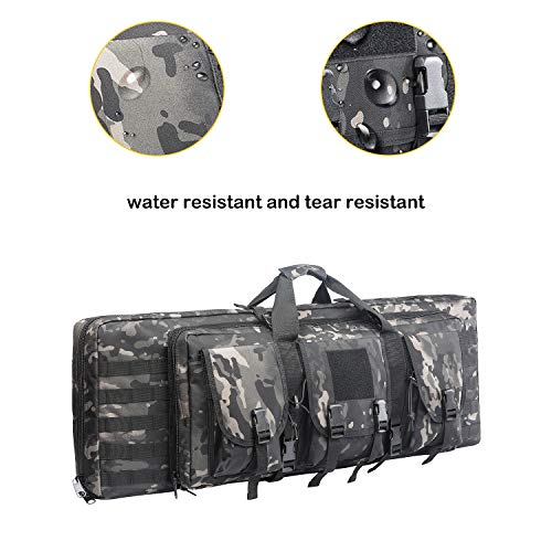 AK47/AR16 Tactical Rifle Case Double Carbine Bag Outdoor Molle Deluxe Double Rifle Gun Bag Padded Long Gun Case & Rifle Storage Backpack(2 Sizes and 6 Colors to chooese from) (BLACK MULTICAM, 42inch)