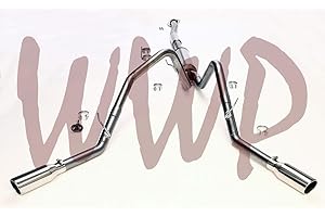 MVP AUTO PARTS Stainless Steel SS SS409 3" Dual Split Side Exit Cat Back CatBack Exhaust Muffler Kit System 4" Polished Tips Compatible With 11-14 Ford F150 5.0L V8 Gas Pickup Truck. Excludes EcoBoost Model