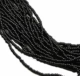 Black Opaque Czech 6/0 Seed Bead on Loose Strung 6 String Hank Approx 900 Beads
