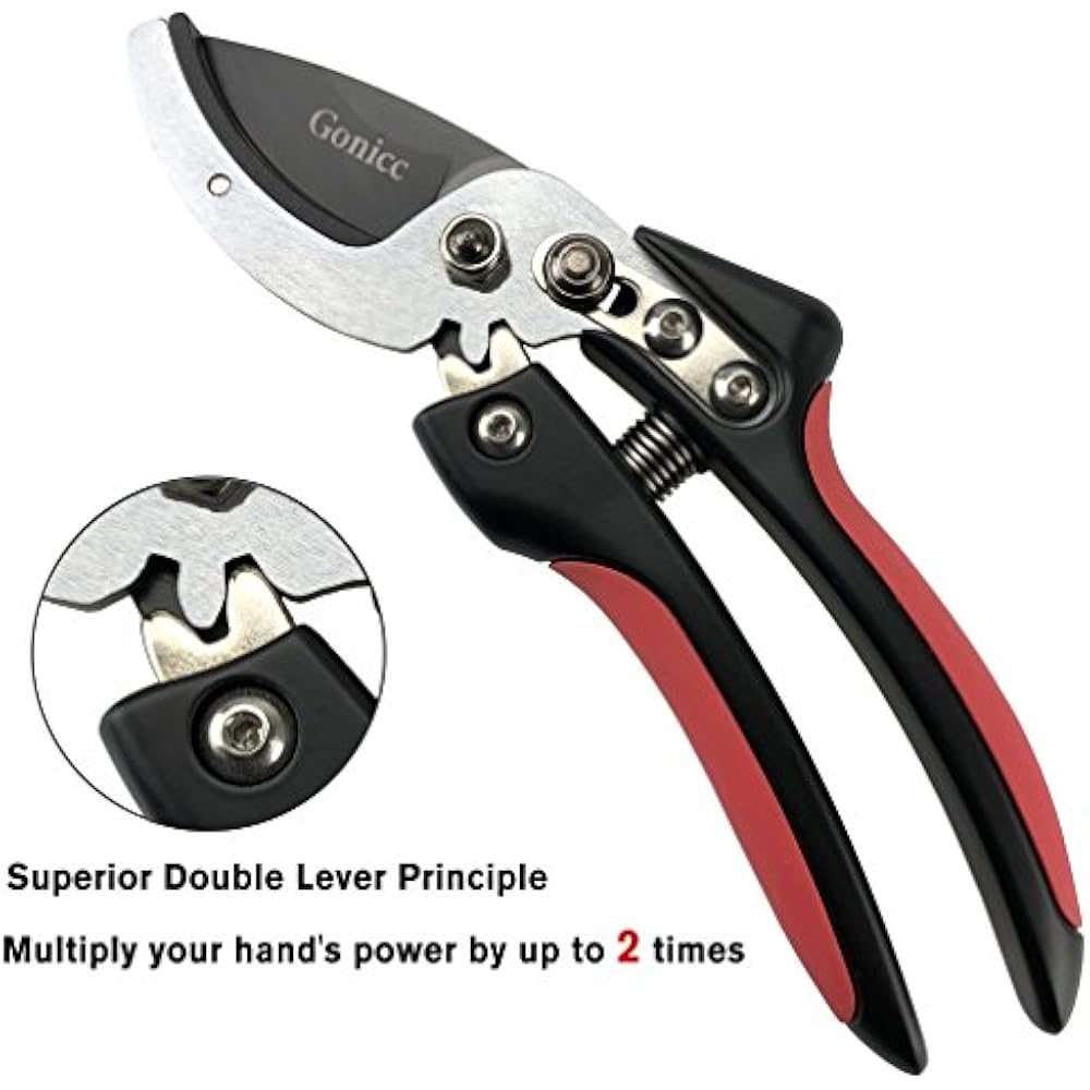 Gonicc 8" Professional SK5 Steel Blade Anvil Pruning Shears(GPPS1010