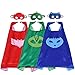 70CM x 70CM Comics Cartoon Dress Up Costume Satin Cape with Felt Mask, PJ Masks Catboy, Gekko,Owlette