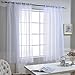 NICETOWN Kitchen Window White Sheer Curtains High Thread Crushed Sheer Voile Draperies/Drapes with Rod Pocket/Back Tab for Bedroom (2 Pieces, 52 inch Wide x 63 inch Long)