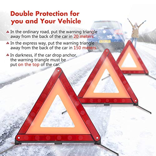 MYSIBKER Triangle Emergency Warning, Triangle Reflector Safety Triangle Car Emergency Roadside Kit 1 Pack