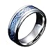 Mingjiahui Sliver and Blue Celtic Dragon Titanium Steel Wedding Band Ring for Mens and Womens 8MM Width Size 7-14