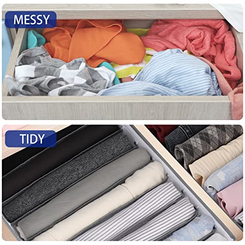 sprecenk Wardrobe Organiser 9 Grid Storage Boxes Drawer Organiser, Pack of 2 Foldable Trousers Storage Clothes Storage for T-Shirts, Shorts, Skirts, Light Grey