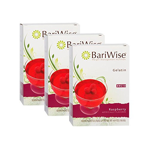 BariWise Low-Carb High Protein Diet Gelatin - Raspberry - Fat Free, Sugar Free, Low Carb, Low Calorie, Aspartame Free (3 Boxes - Save 5%)