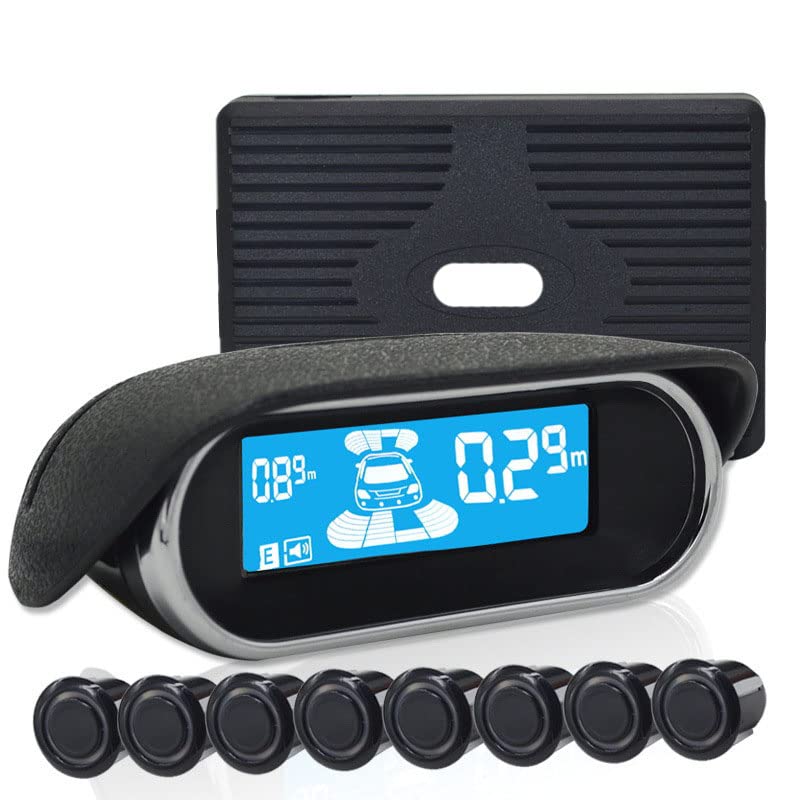 MACHSWON Dual-Core Parking Sensor LCD Display Kit Four Voice Switchable with 8 Black Sensors N8P4L