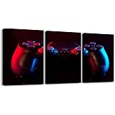 Erosebridal 3 Piece Cool Gaming Wall Art Video Game Posters Pictures For Living Room Bedroom Home Decor,Black 3D Gamer Controller Canvas Painting Prints For Game Room Decor 12"X16"