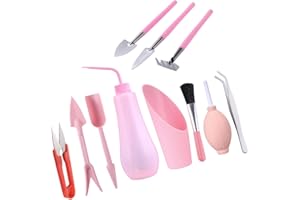 WRITWAA 11pcs Mini Gardening Tools Set for Succulent Planting, Small Pink Hand Tools Kit for Indoor