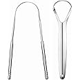 LA MIERE Tongue Scraper (2 Pack), 100% Stainless Steel, Easy to Use Tongue Scraper for Adults, Tongue Cleaner for Oral Care & Hygiene with Natural Cotton Bag