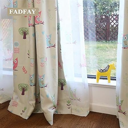 Fadfay Home Textile Cute Cartoon Owl Kids Curtains Designer
