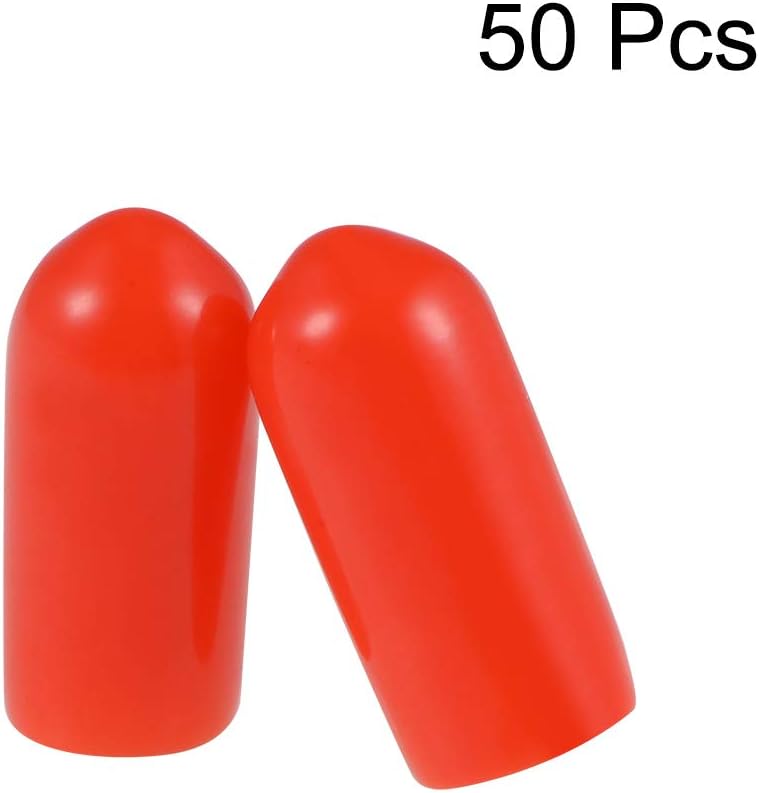 sourcing map 50pcs Rubber End Caps 5mm ID Vinyl Round Tube Bolt Cap Cover Screw Thread Protectors Red - Image 3