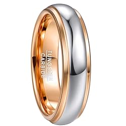 NUNCAD Two Tone Tungsten Carbide Wedding Band Ring