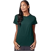 Hanes SL04 Women’s Perfect-T Shirt, 100% Ring-Spun Cotton, Lightweight 4.5 oz, Pre-Shrunk, Contoured Fit, Tear-Away Label, Sustainable, Soft & Durable Tee, 4XL, Deep Forest