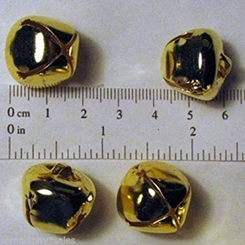 New LOT 12 Shiny Gold Jingle Bells ~ 20mm (3/4") ~ Metal Craft Bells
