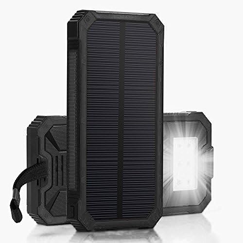 Solar Chargers 30,000mAh, LMS Portable Dual USB Solar Battery Charger External Battery Pack Phone Charger Power Bank with Flashlight for Smartphones Tablet Camera (Black)