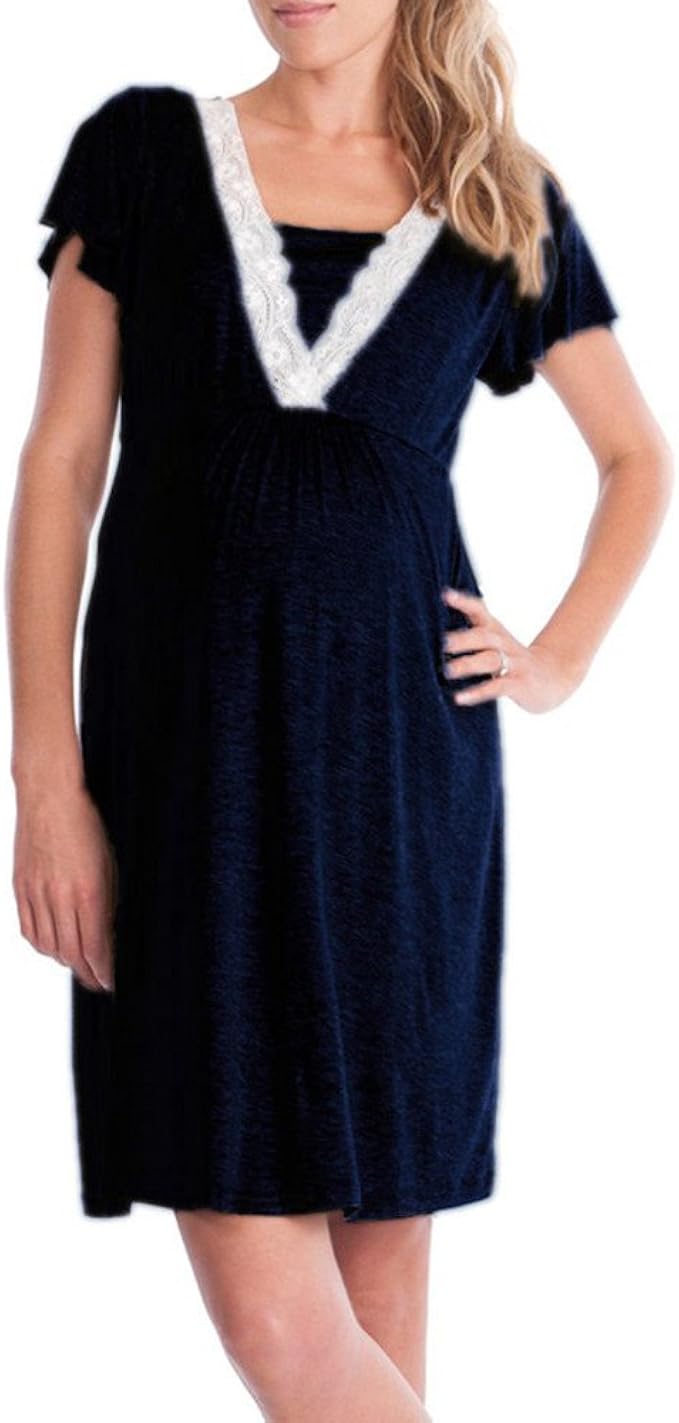 Gusspower Vestido de Lactancia Maternidad de Noche Camisón Mujeres Embarazadas Ropa de Dormir Premamá Pijama Verano Encaje: Amazon.es: Ropa y accesorios