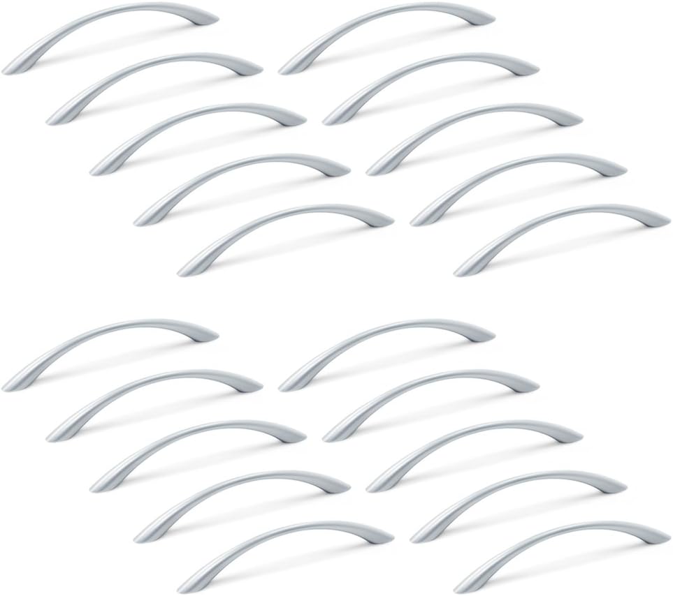 Emuca 9160925 Zamak Furniture Handle, Metallic Grey, 128 mm, Set of 20 Pieces