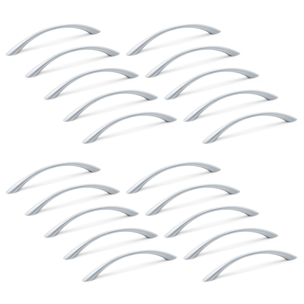 Emuca 9160925 Zamak Furniture Handle, Metallic Grey, 128 mm, Set of 20 Pieces