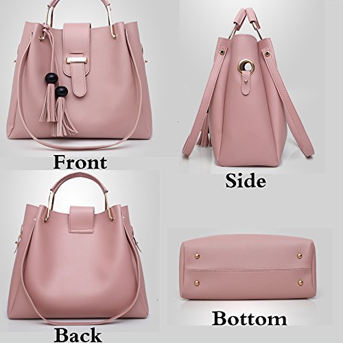 FiveloveTwo-Damen-3Pcs-PU-Leder-Tasche-Set-Handtasche-Schultertasche-Umhngetasche-Henkeltaschen-Rucksackhandtaschen-Shopper-Clutches-Handbag-Set-Tote-Tragetaschen