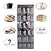 Over the Door Shoe Organizer with 24 Extra Large Pockets - Hanging Shoe Rack Storage Holder for men shoes zapateras and 4 Sturdy Hooks for Women High Heels, Kids Slippers, Cruise, 68.5